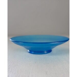 1920s NORTHWOOD Celeste Blue iridescence Stretch Glass Flared Bowl 9.75 inches